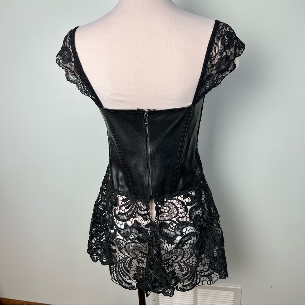 Dreamgirl Beyoncé Black Lace & Faux Leather Corset Bustier - Women’s Size 36 - Picture 9 of 13
